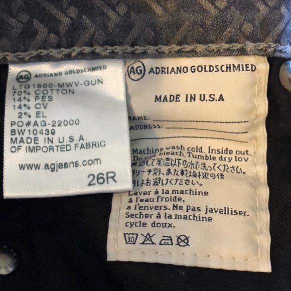 AG  NWOT gray/slvr pattern jeans absolute legging - Picture 6 of 6